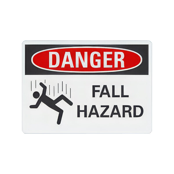 Lavex 10" x 7" Non-Reflective Plastic "Danger / Fall Hazard" Safety Sign