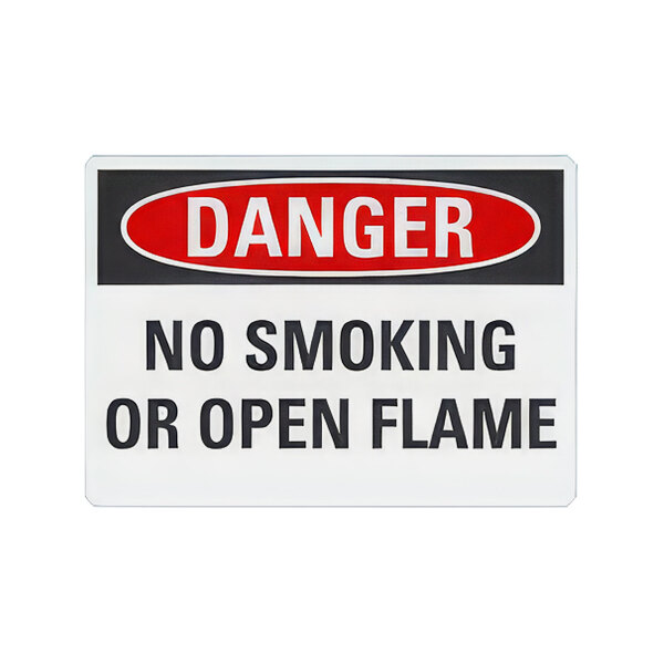 Lavex 10" x 7" Non-Reflective Plastic "Danger / No Smoking Or Open Flame" Safety Sign