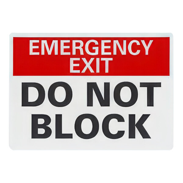 Lavex 14" x 10" Engineer-Grade Reflective Adhesive Vinyl "Emergency Exit / Do Not Block" Safety Label