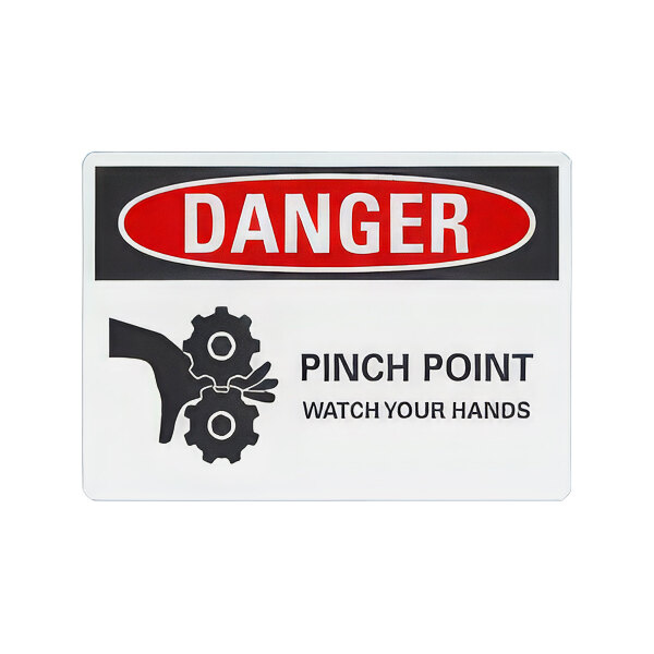 Lavex 10" x 7" Non-Reflective Plastic "Danger / Pinch Point / Watch Your Hands" Safety Sign