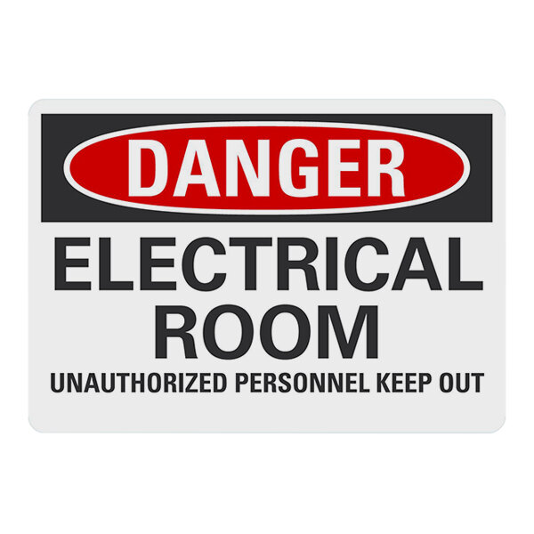 Lavex 14" x 10" Non-Reflective Aluminum "Danger / Electrical Room / Unauthorized Personnel Keep Out" Safety Sign