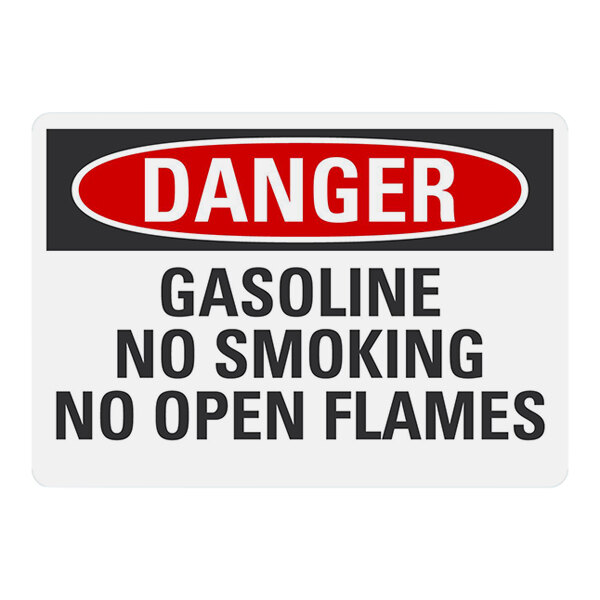 Lavex 10" x 7" Non-Reflective Plastic "Danger / Gasoline / No Smoking / No Open Flames" Safety Sign