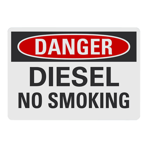 Lavex 14" x 10" Non-Reflective Aluminum "Danger / Diesel / No Smoking" Safety Sign