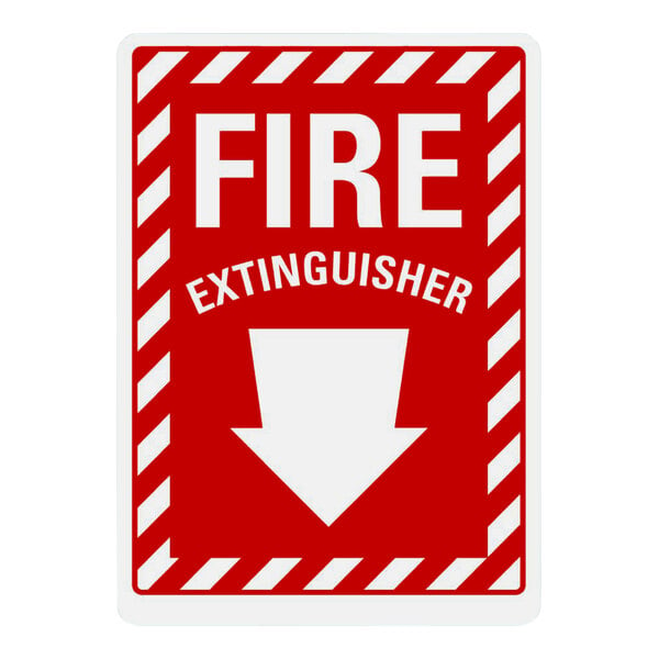 Lavex Non-Reflective Plastic "Fire Extinguisher" Safety Sign with Down Arrow