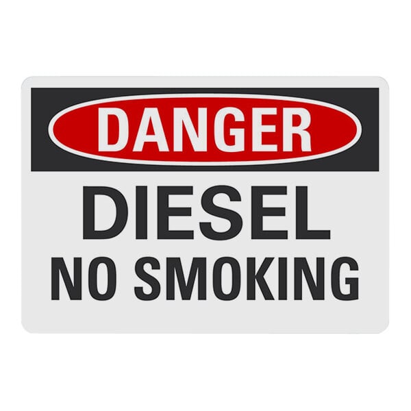 Lavex 10" x 7" Non-Reflective Aluminum "Danger / Diesel / No Smoking" Safety Sign