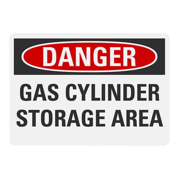 Lavex 10" x 7" Non-Reflective Plastic "Danger / Gas Cylinder Storage Area" Safety Sign