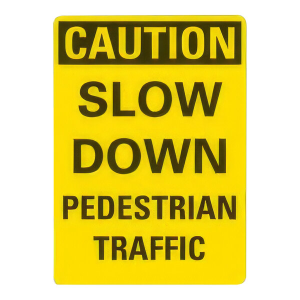 Lavex 14" x 10" Engineer-Grade Reflective Aluminum "Caution / Slow Down / Pedestrian Traffic" Safety Sign