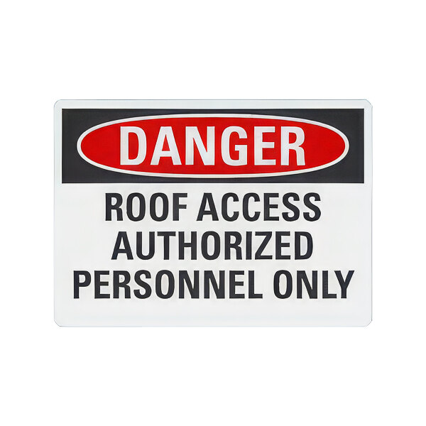 Lavex 10" x 7" Non-Reflective Adhesive Vinyl "Danger / Roof Access / Authorized Personnel Only" Safety Label