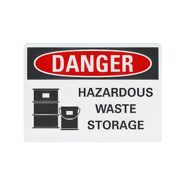 Lavex 14" x 10" Non-Reflective Aluminum "Danger / Hazardous Waste Storage" Safety Sign
