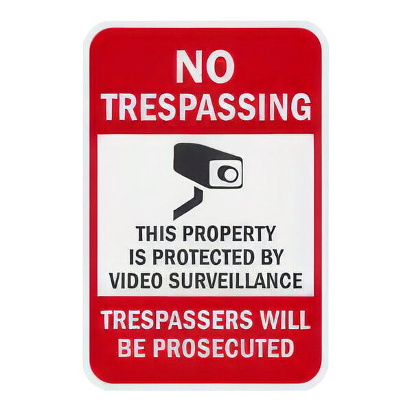 Lavex 18" x 12" High-Intensity Prismatic Reflective Aluminum "No Trespassing / This Property Is Protected By Video Surveillance / Trespassers Will Be Prosecuted" Sign