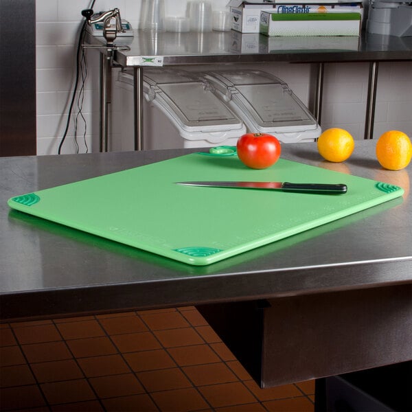 Sure Grip Green Plastic Cutting Board - Non-Slip, Measurement Markers,  Carrying Handle - 18 x 24 - 1 count box