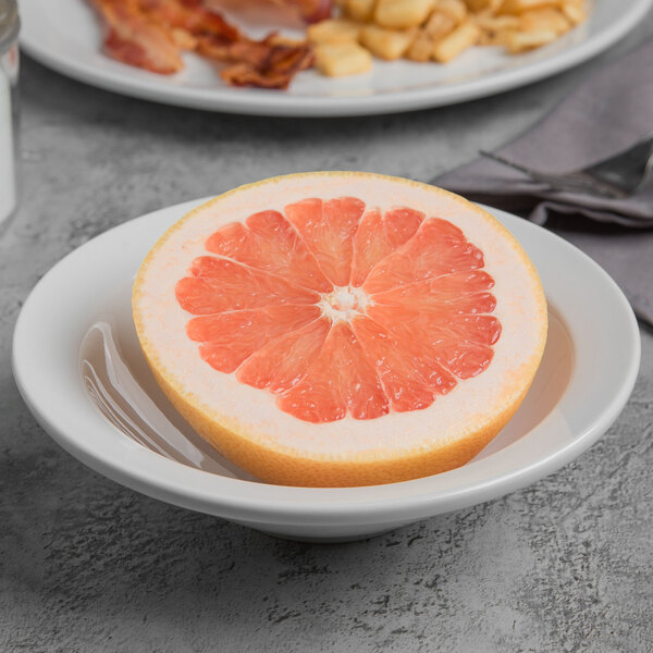 Libbey Porcelana 10 oz. Bright White Porcelain Grapefruit Bowl - Sample