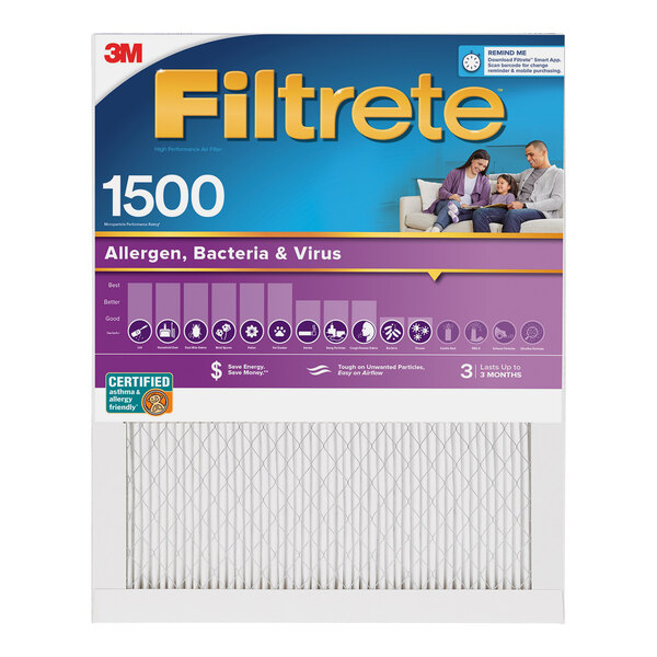 3M Filtrete 14" x 25" x 1" MPR 1500 HighPerformance Allergen, Bacteria