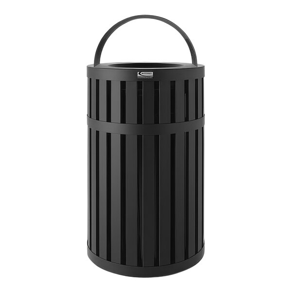 Suncast MTCRND4501 45 Gallon Black Round Steel Slatted Outdoor Waste