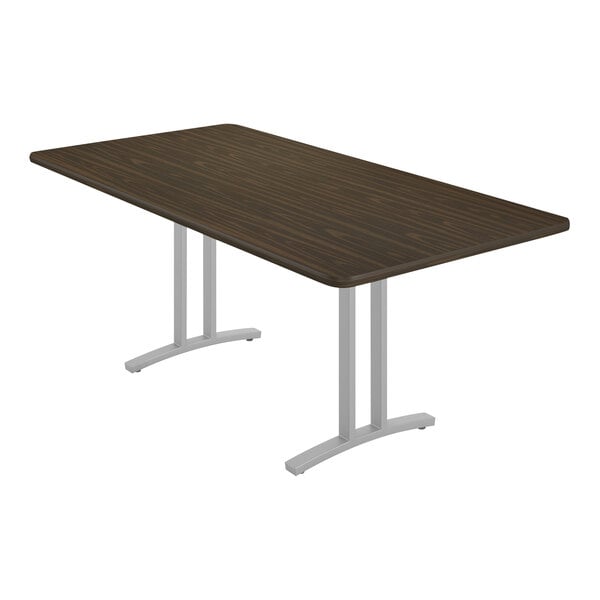 Correll Curvature 36″ x 72″ Rectangular Walnut Finish Standard Height Deluxe High-Pressure Laminate Conference Table