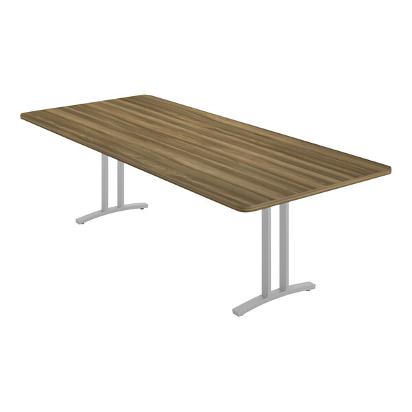 Correll Curvature 42″ x 96″ Rectangular Colonial Hickory Finish Standard Height Deluxe High-Pressure Laminate Conference Table