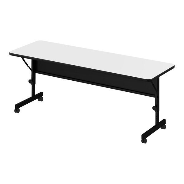 Correll 24″ x 60″ Frostly White 23″-31″ Adjustable Height Deluxe High-Pressure Laminate Dry Erase Board Flip Top Table