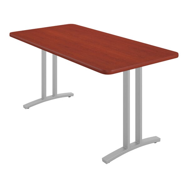 Correll Curvature 30″ x 60″ Cherry Finish Standard Height Deluxe High-Pressure Laminate Executive Desk / Table