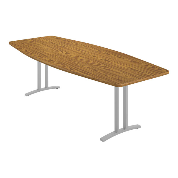 Correll Curvature 42″ x 96″ Rectangular Medium Oak Finish Standard Height Deluxe High-Pressure Laminate Conference Table