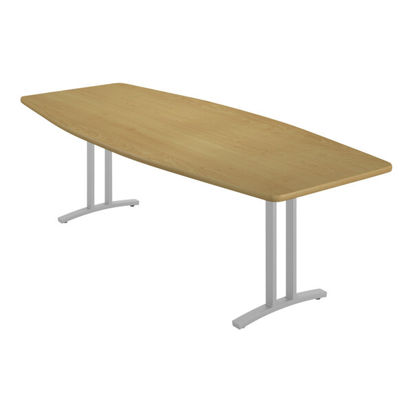 Correll Curvature 42″ x 96″ Boat Fusion Maple Finish Standard Height Deluxe High-Pressure Laminate Conference Table