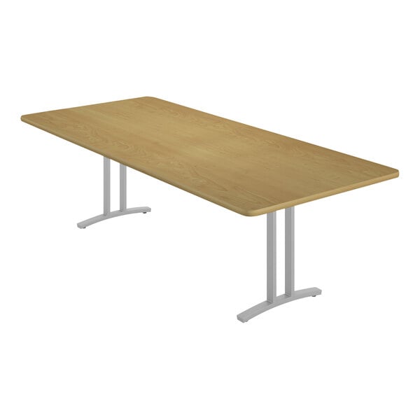 Correll Curvature 42″ x 96″ Rectangular Fusion Maple Finish Standard Height Deluxe High-Pressure Laminate Conference Table