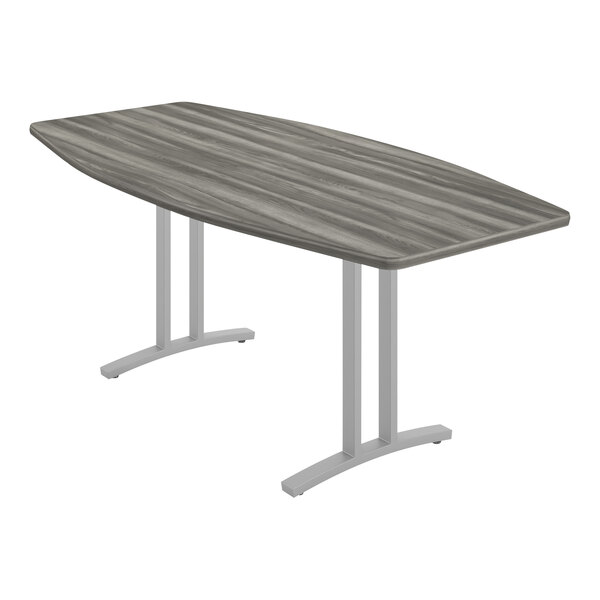 Correll Curvature 36″ x 72″ Boat New England Driftwood Finish Standard Height Deluxe High-Pressure Laminate Conference Table