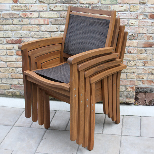 Outdoor Interiors Eucalyptus Stackable Arm Chair