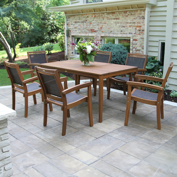 Outdoor Interiors Eucalyptus Stackable Arm Chair