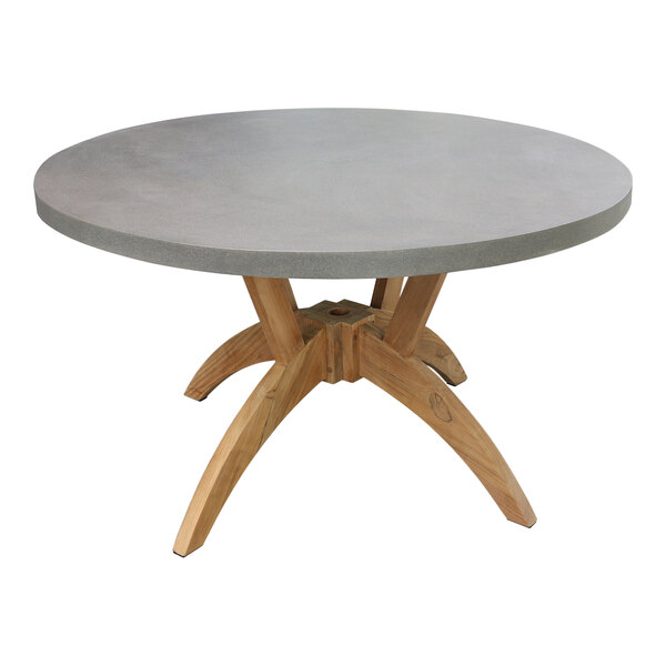 Outdoor Interiors 52" Round Teak and Composite Dining Table