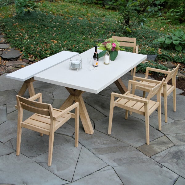 Outdoor Interiors Antique Wash Eucalyptus Stackable Dining Chair 4/Pack