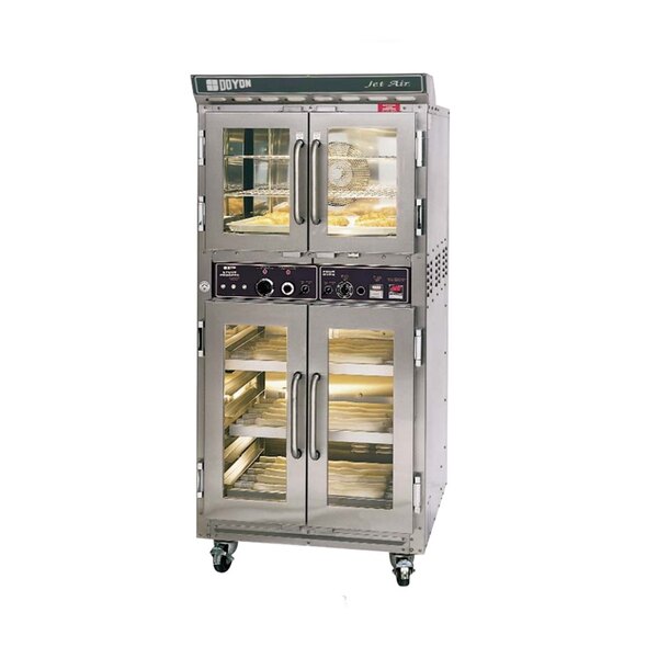 A Doyon double deck oven proofer combo with two glass doors.