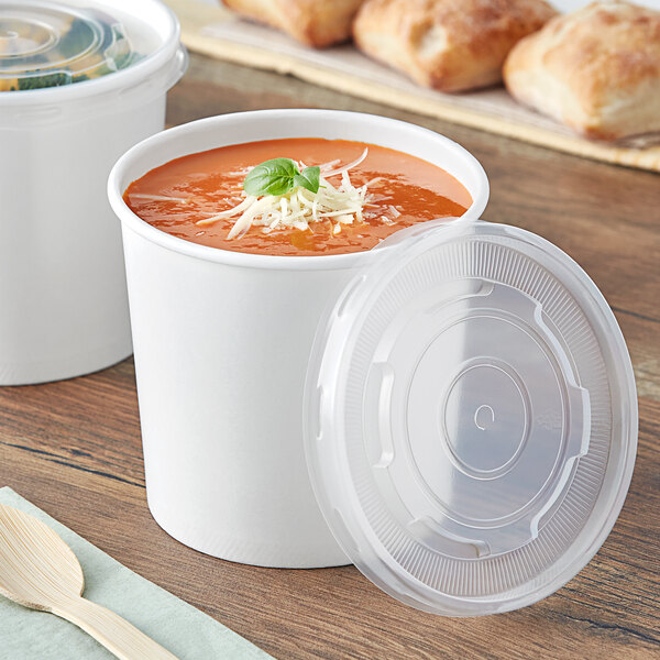 Choice 26 oz. White Double Poly-Coated Paper Food Cup with Vented ...