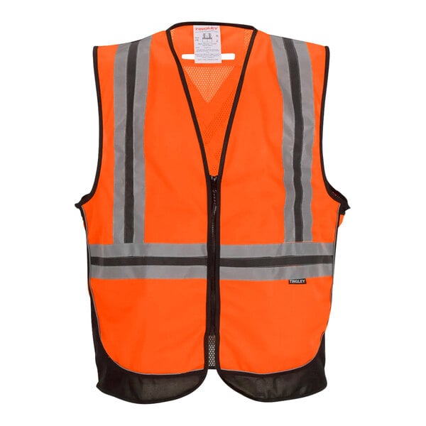 Tingley Type R Class Hi-Vis Orange Mesh Safety Vest with X-Back  Reflective Tape 4X 5X