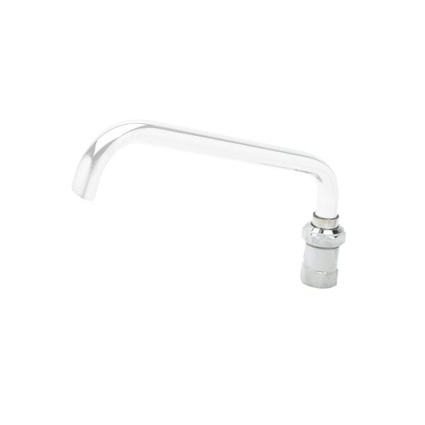 A silver faucet swing piece with a curved tip.