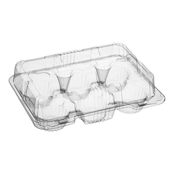 Polar Pak Clear Plastic 6-Compartment Shallow Muffin / Cupcake Hinged ...
