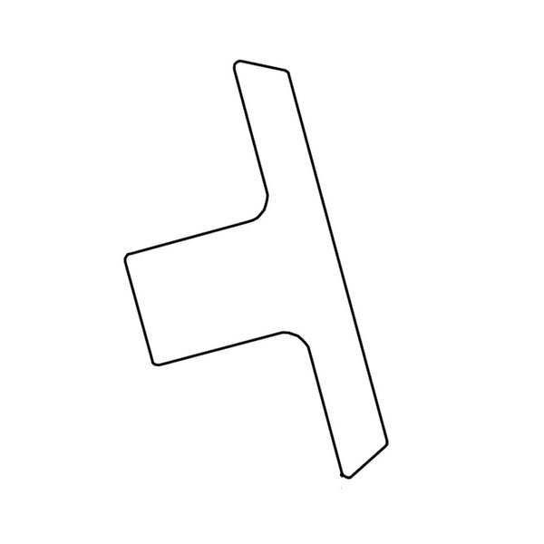 A black line drawing of a white T-shaped object.