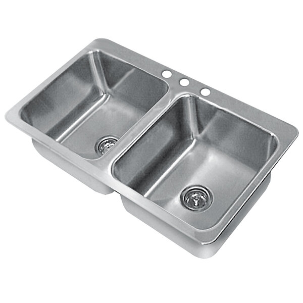 Advance Tabco SS-2-4521-10 Smart Series Double Bowl Drop-In Sink