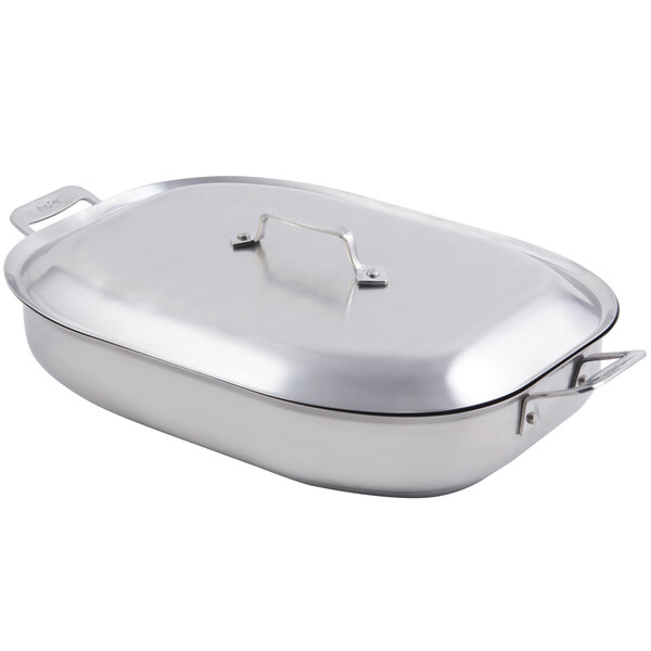 Bon Chef 60023CLD Cucina 5 Qt. Stainless Steel Roasting Pan with Lid