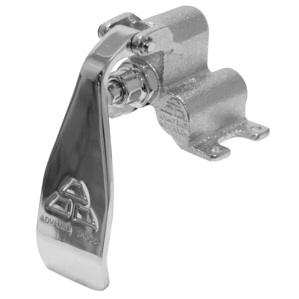 A silver metal replacement knee action valve with a handle on it.