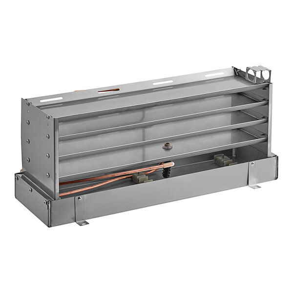 An Avantco evaporator drain pan with copper pipes and wires.