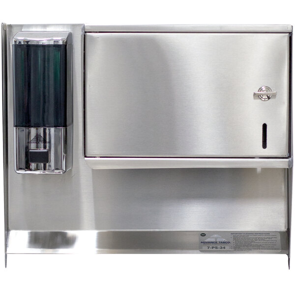 Advance Tabco 7-PS-34 C-Fold Paper Towel and Liquid Soap Dispenser for 17" Wide Hand Sinks