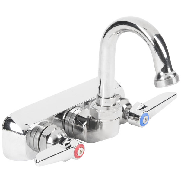 Advance Tabco K-69 Wall Mount Workboard Faucet with 5" Swivel Gooseneck Spout, 2 GPM Aerator, 4" Centers, and Lever Handles