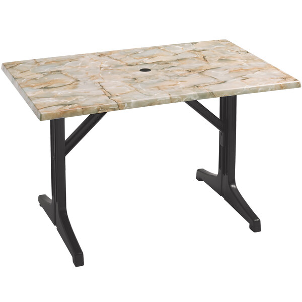 Grosfillex 55618302 1000 Charcoal Resin Lateral Table Base
