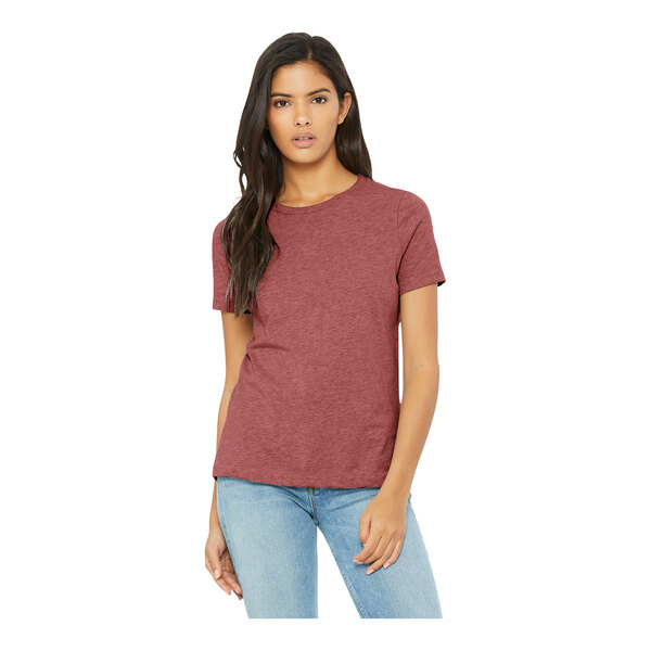 Bella Canvas Unisex Heather CVC Short-Sleeve T-Shirt | 2XL Heather Maroon | 4.2 Oz Pre-Shrunk Cotton Blend Tee - View #9