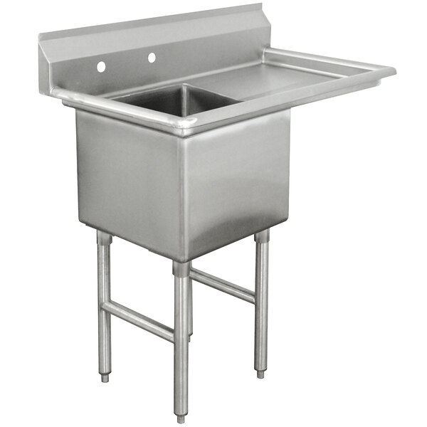 Advance Tabco FC-1-2424-24-X Two Compartment Stainless Steel Commercial Sink with One Drainboard - 52 1/2" - Right Drainboard