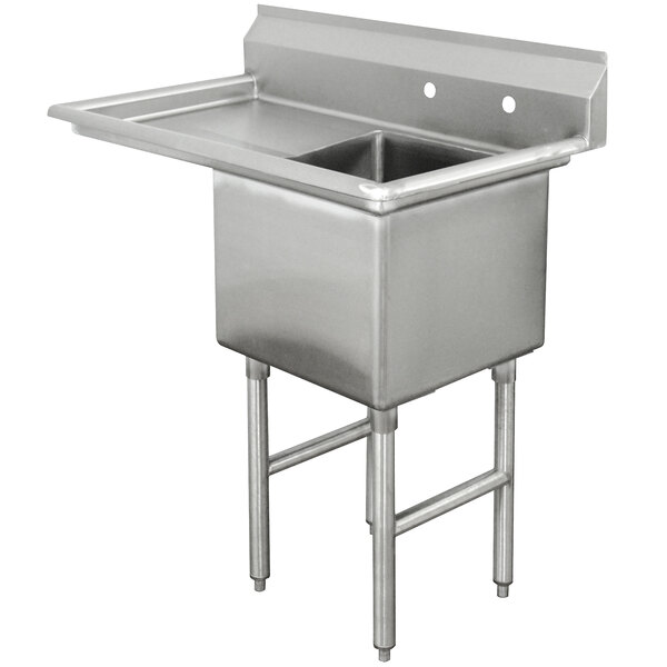 Advance Tabco FC-1-2424-24-X One Compartment Stainless Steel Commercial Sink with One Drainboard - 52 1/2" - Left Drainboard