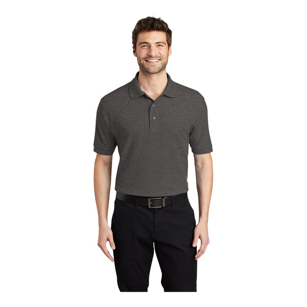 Port Authority K500 Unisex Customizable Charcoal Heather Gray