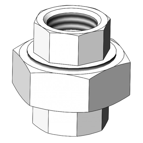 A white threaded nut with a nut on top and 3/4" NPT connections.