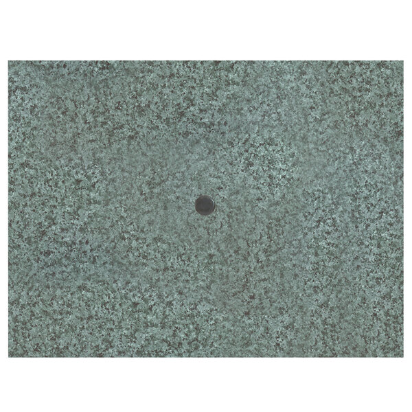 A green rectangular table top with a hole in it.