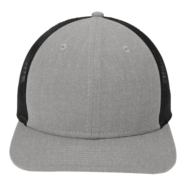 New Era NE207 Customizable Heather Gray / Black 6-Panel Trucker